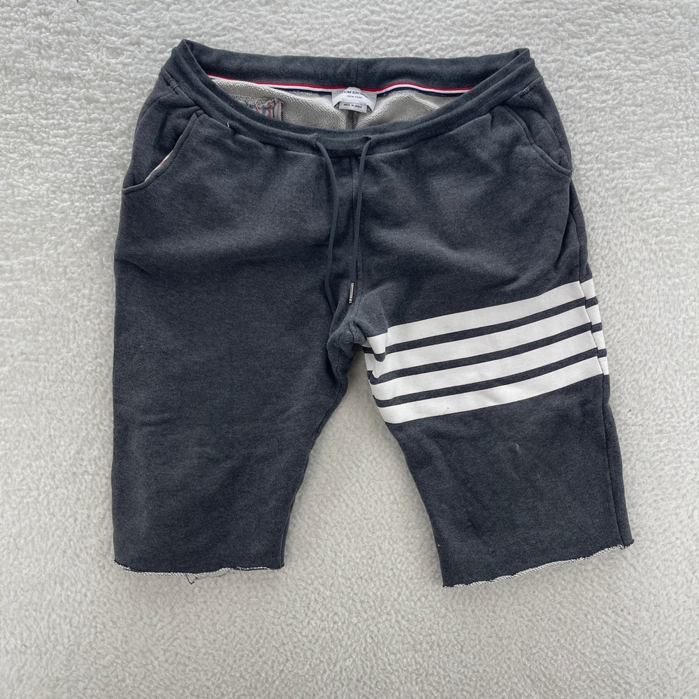 Thom Browne Sweat Shorts Mens 5* 2XL Grey 14" 4 Bar Stripe Japan Luxury Designer
